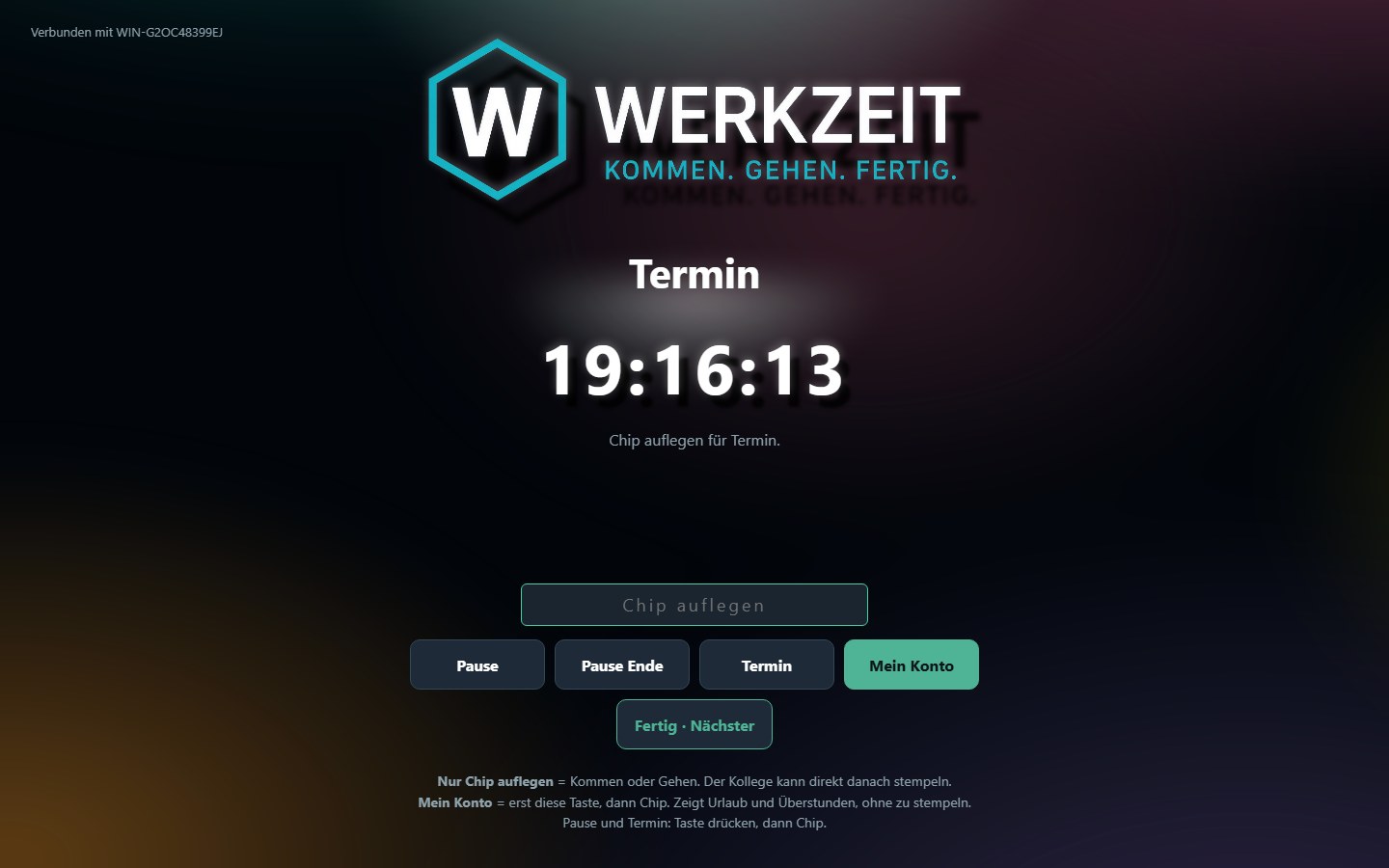 Stempeluhr wartet auf den Chip für Termin